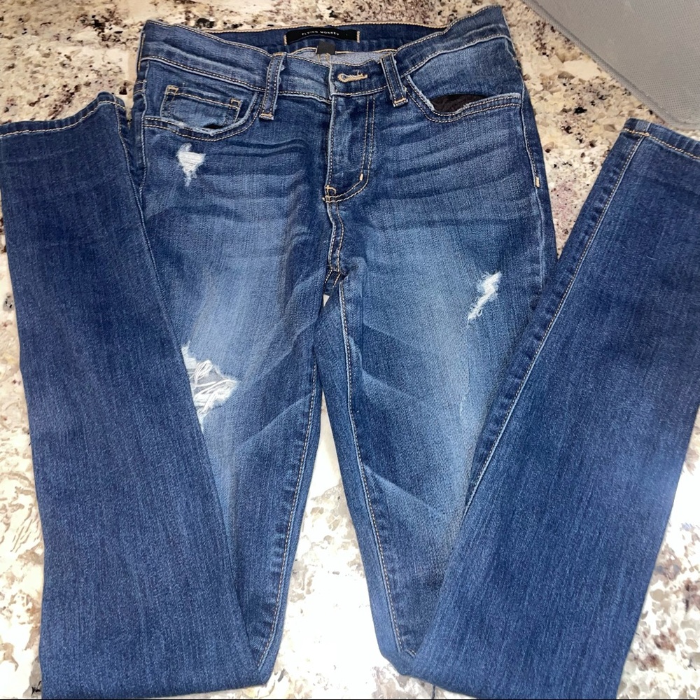 Flying Monkey Mid Rise Skinny Jeans